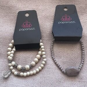 Lot of 2 PAPARAZZI‎ Beaded Stretch Bracelets Multicolor